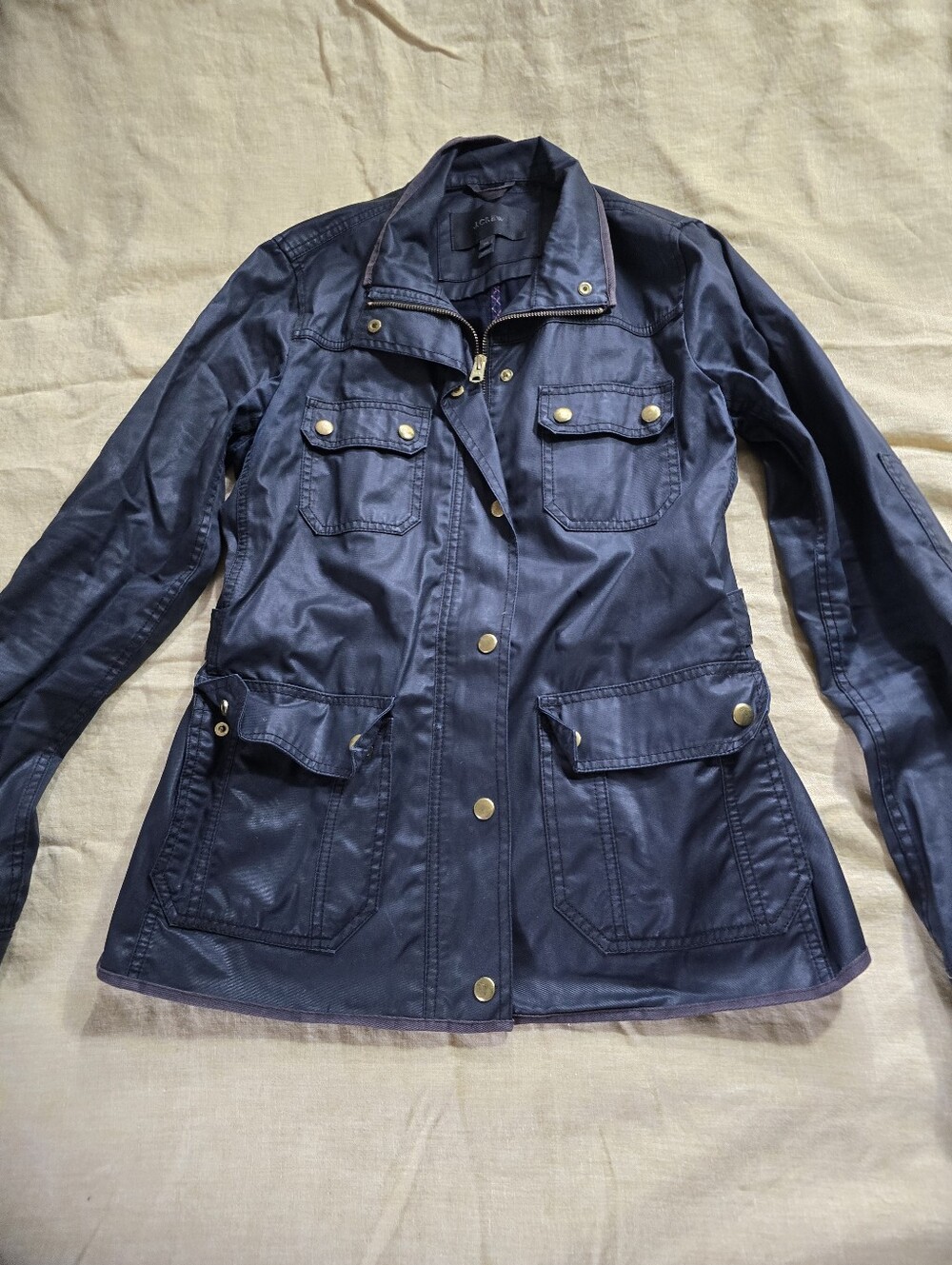 J.Crew Women Waxed Cotton Military Jacket Size Small